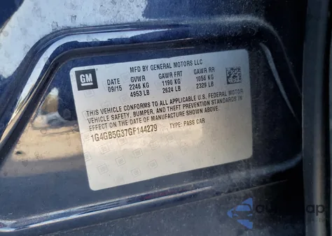 2016 Buick Lacrosse из США, поврежденный, VIN 1G4GB5G37GF144279